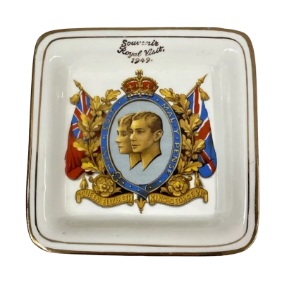 Lancaster & Sandland Souvenir Royal Visit 1949 Square Trinket Plate, 10cm Wide, Made in England