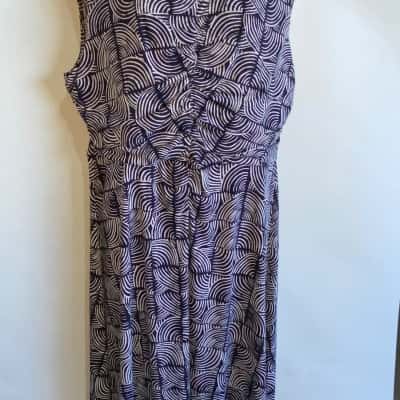 JACQUI-E Womens Casual Midi Dress Size XL in a Blue and White  Pattern  
