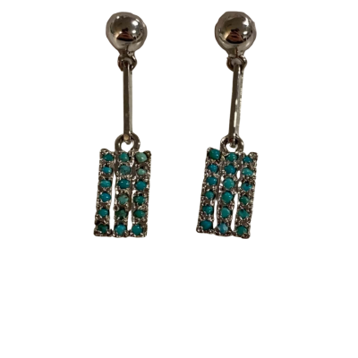 Silver Earrings With Turquoise Look Stones