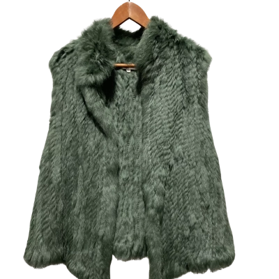 100% Rabbit Fur Loobies Story Womens  Size M / S Vest Jacket Forrest Green 