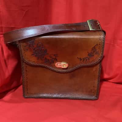 Hand Tooled Brown Leather Bag