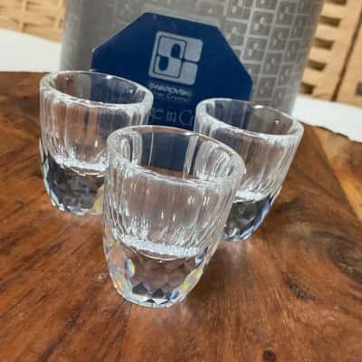 Vintage 3pc Swarovski Silver Crystal Shot Glass Set Birthday Party 21st 18th 50th Gift 