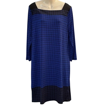 Inspyr Womens Size 18 Long Sleeve/Midi Dress Black/Blue/Pattern