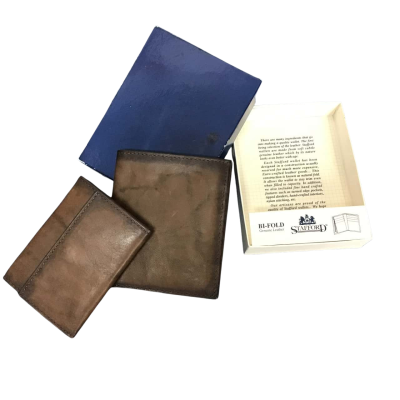 Stafford Genuine Leather Men's Vintage Wallet and Key Holder Set