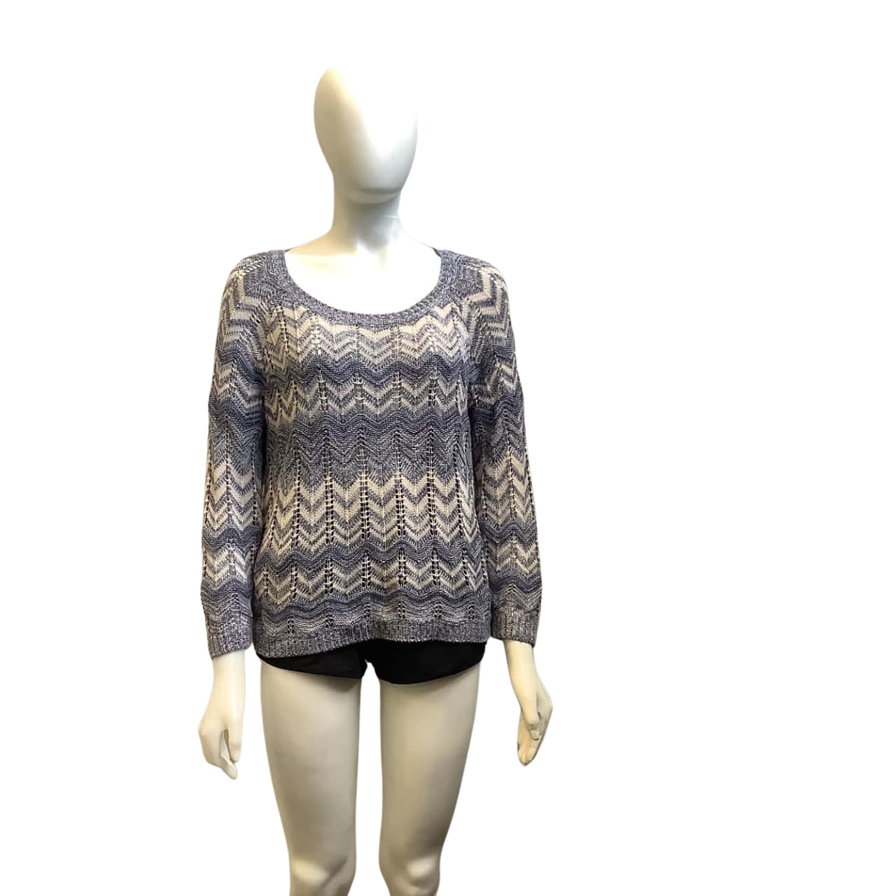 Just Jeans Womens Size L Chevron Stripes Jumper Blue/White(s)