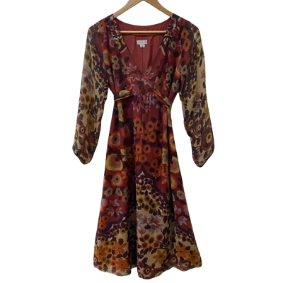 Jigsaw Womens Size 10 Midi Dress Multicoloured/Pattern 