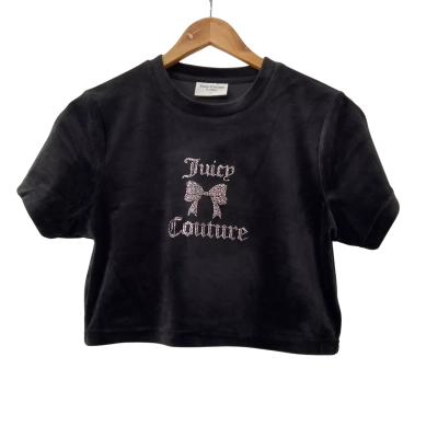 Juicy Couture Women's Black Velour Cropped Top
