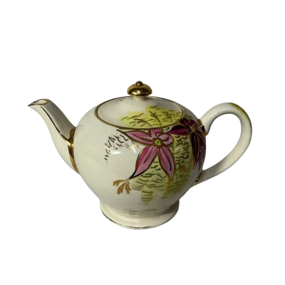 Vintage James Sadler & Sons Cream / Hand-painted Floral Pattern Ceramic Teapot
