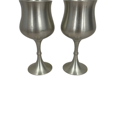 Oriental Pewter Goblets X 2 