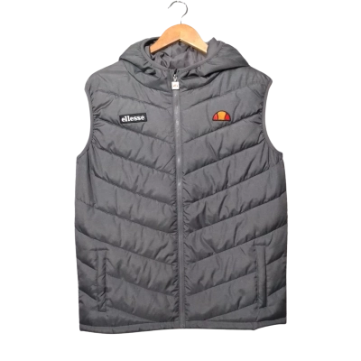 Ellesse Women's  Size M Grey Hooded Puffer Vest 