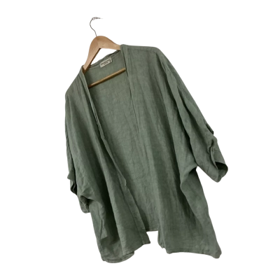 TERZO MILLENNIO Made in Italy 100% Linen Sage Green Cardigan