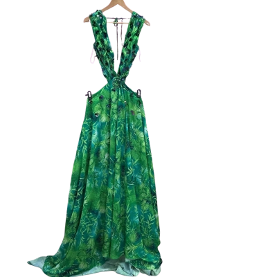  Womens  Size S Maxi Dress Green / Pattern 