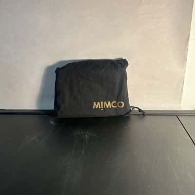 Mimco black and white stripe with blue splotches purse 