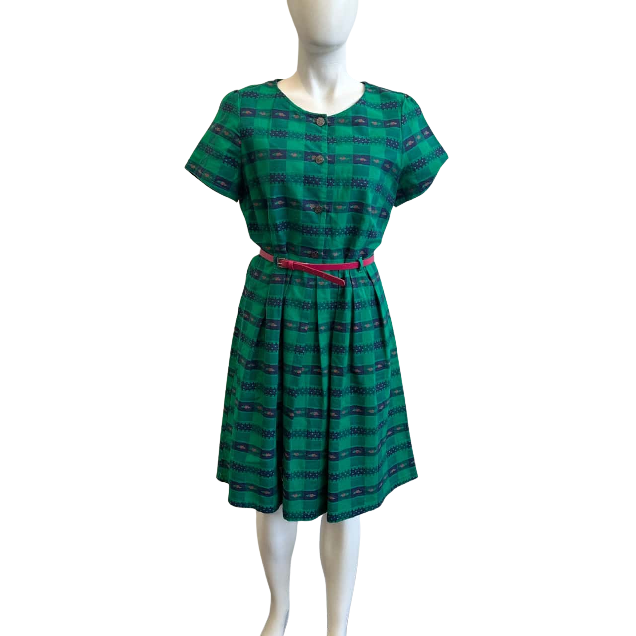 revival-women-s-size-16-short-sleeve-midi-dress-green-floral-s