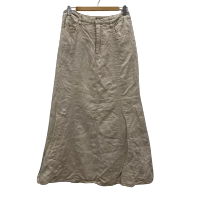 Lulu & Rose Women's 100% Linen Size S A-Line Skirt Beige 