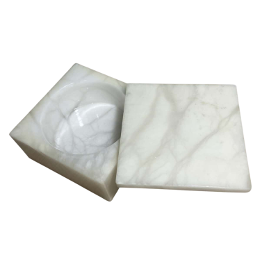 Genuine Volterra Alabaster Swivel Top Trinket Box by Ducceschi
