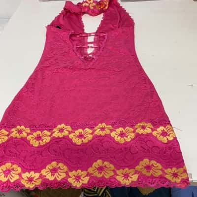  Womens  Size S Halter Neck Dress & cropped top Pink  