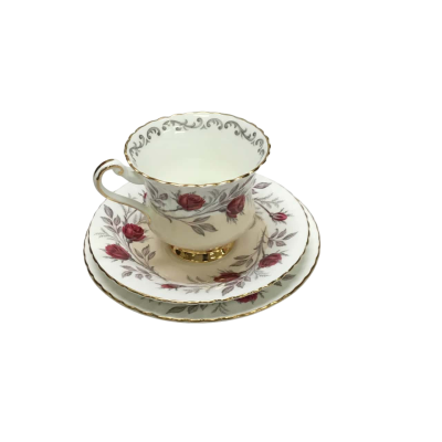 Vintage Paragon “Fascination” Teacup Trio - Two Tone Light Pink & White