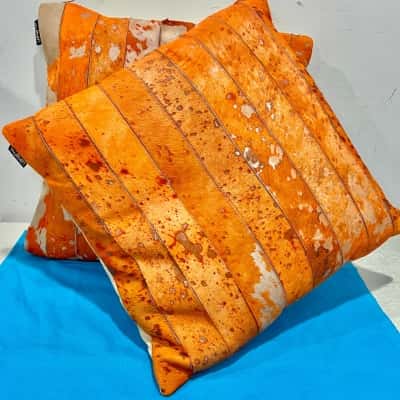 mulberi Orange Hide Cushions x 2 