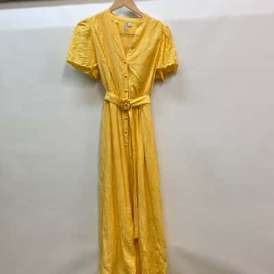 Forever New Womens  Size 12 Yellow Short Sleeve Dress  Yellow 