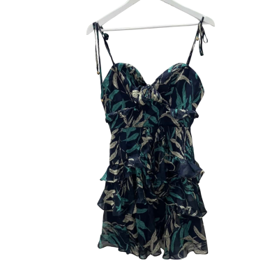 HELLO MOLLY Womens Size 10 / S NavyGreenPrint Mini Dress 