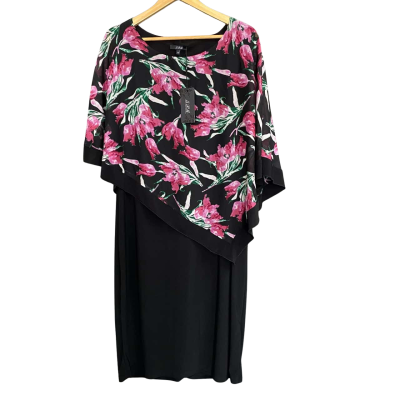  Women's 5 PM Size 18 Black with Floral Overlay Maxi Dress  