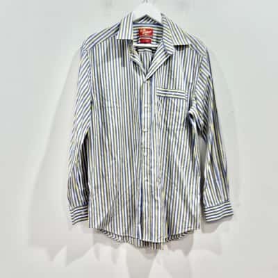 RM Williams Blue/Yellow Striped Long Sleeve Shirt Size S