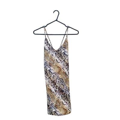 Womens Vanessa Mooney Size 10 Mini Party Dress Animal print / Black  / Brown / Pattern / White 