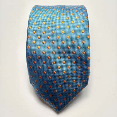 Declic 100% Silk Burnt Orange Dot/ Teal Tie