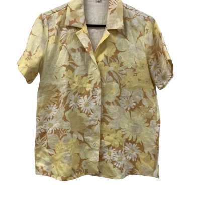 Oroton Womens Shirt  Size 6 Floral Yellow Mustard Pattern 