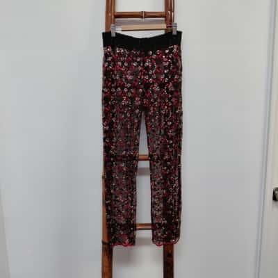 Alannah Hill Tulle and Sequin Pants Size 10 Red Black