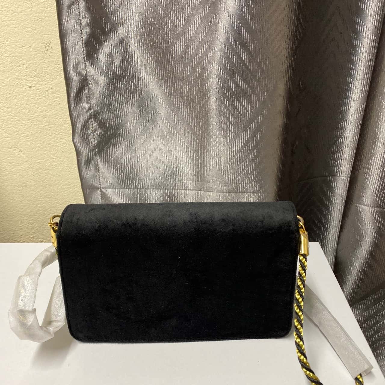Women's Black Evening Bag With Gold Strap (s)
