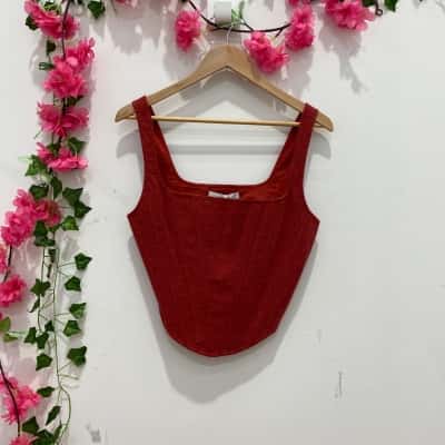 Aureta Womens  Size S Cropped Top/ Corset Burnt Orange 