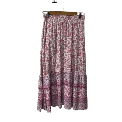 Just Jeans Womens Size XS White / Pink Floral Elastic Waist Midi Skirt