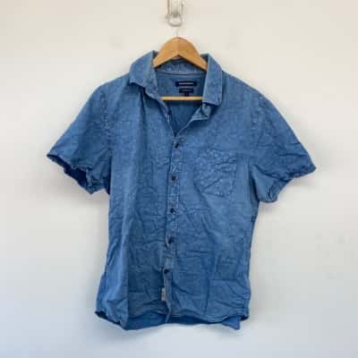 Sportscraft Blue Floral Short Sleeve Shirt Size L 