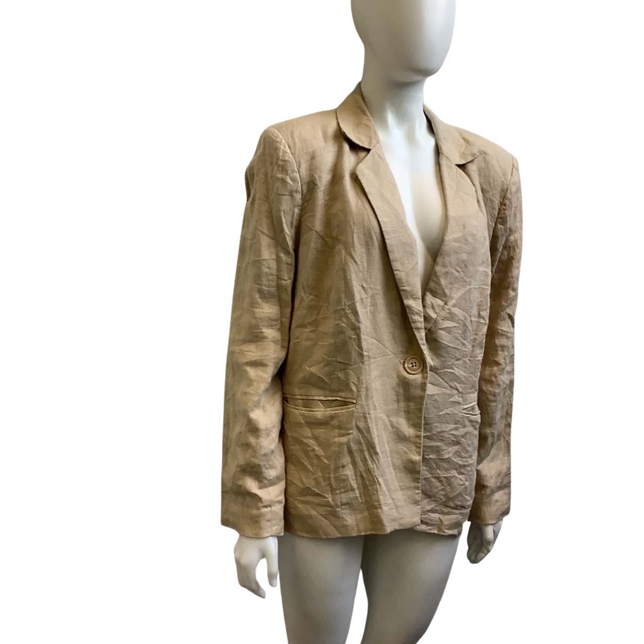 David Jones Womens Label Size 16 Linen Blazer Beige