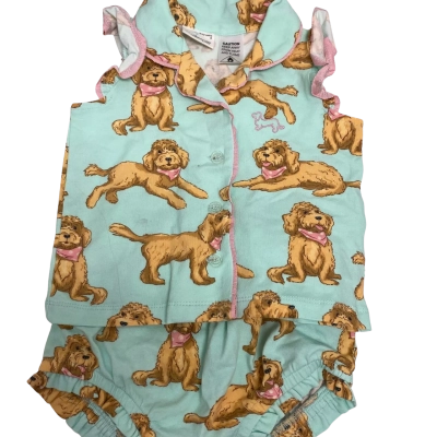 Peter Alexander Kids  Size 0 Pajamas mint green dog print