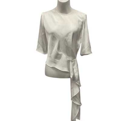 Cue Womens Size 6 White Asymmetrical Shirt 