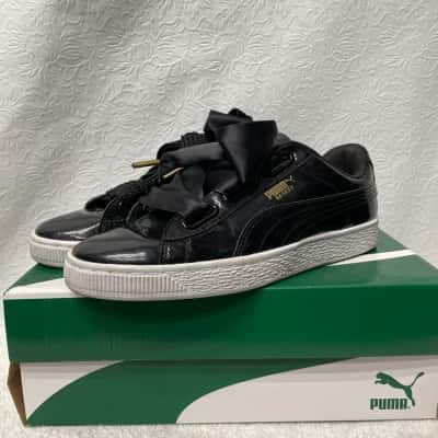 Puma Basket Patent Unisex Size 5 / 7.5 Black / White 