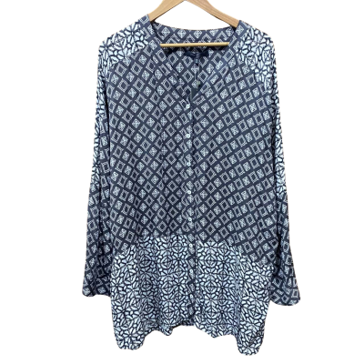 Yarra Trail Grey/White Patterned Shirt Size 22