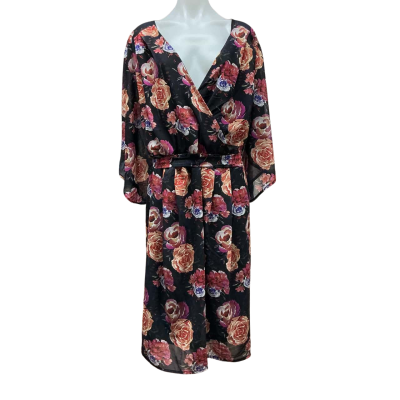Sara Womens Size 22 Midi Dress Floral / Navy Blue 