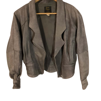 Legit vintage leather crop jacket, Size S Grey 