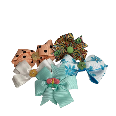 Girls Handmade Hair Bow Bundle - Pastel & Sweet - 5 Pack