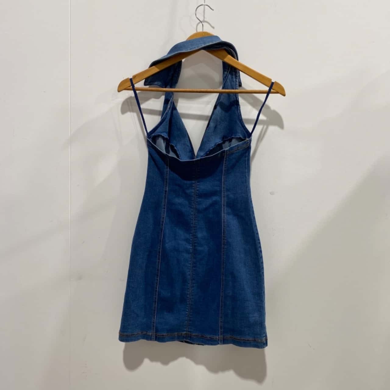 slim fit dress slacks Urban Outfitters Beige Denim Halter Mini Dress (Medium) main image 0