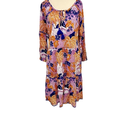  Lula Soul Womens Casual Dress / Midi Dress / Short Sleeve Dress  Brown / Burnt Orange / Cream / Multicoloured 