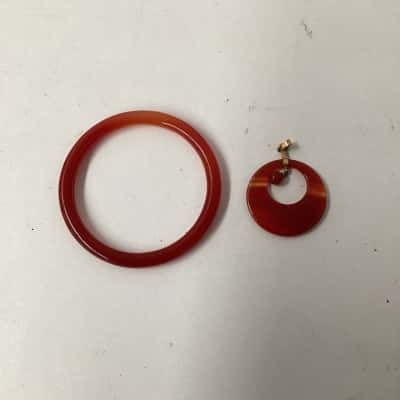 Womens Bangle and pendant  burnt orange colour 