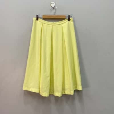 Forever New Womens  Size 10 Midi Skirt / Pleated Skirt Yellow 