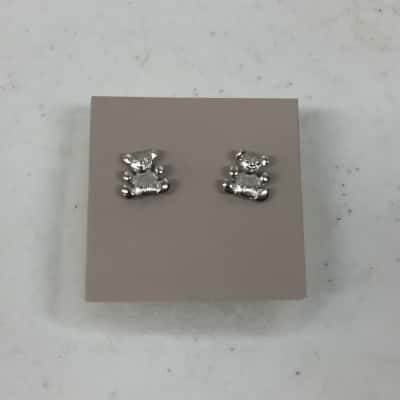 Women’s Avon Vintage Silver Coloured Teddy Bear Stud Earrings NIB