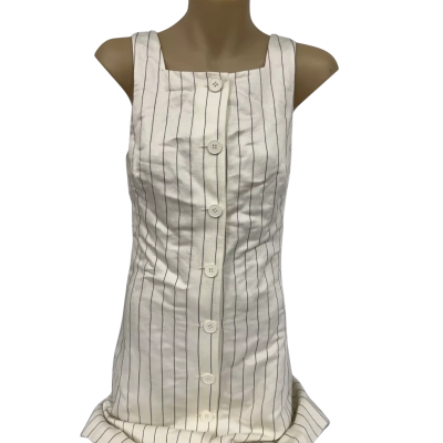 Unison Womens Stripe Shift Dress - Parchment Chocolate - Size 4 