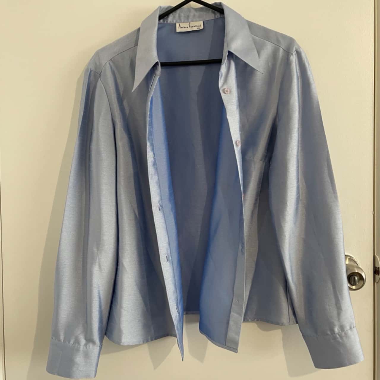 Anthea Crawford Womens Size 16 Long Sleeve Shirt Blue